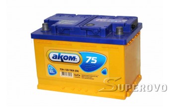 Купить аккумулятор автомобильный AKOM 6CT-75 Евро (75 A/h), 700А R+ в Березе